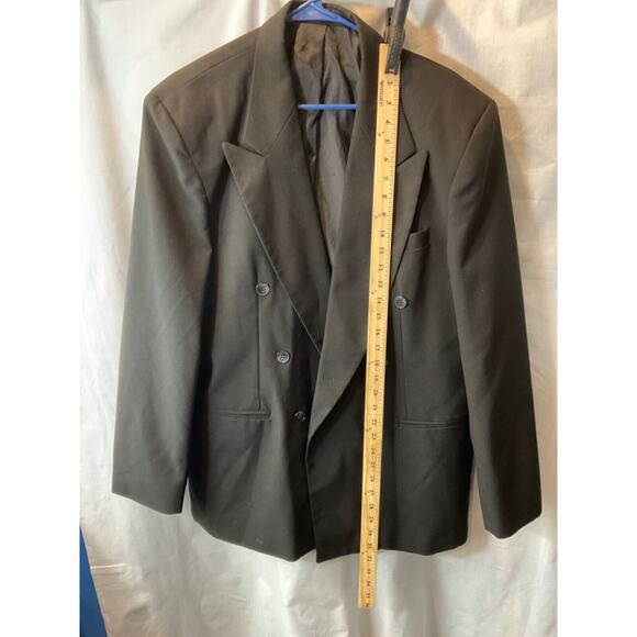 Julian Loren Men’s 44R Double Breasted Black Suit Jacket Blazer Classic Formal - Picture 9 of 14